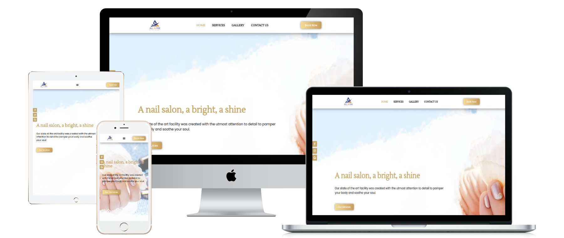 Responsive website mockup for Template A001